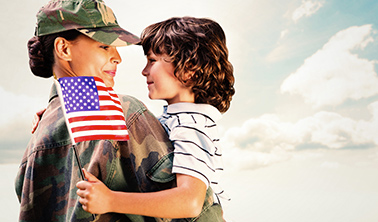 Veteran holding daughter image